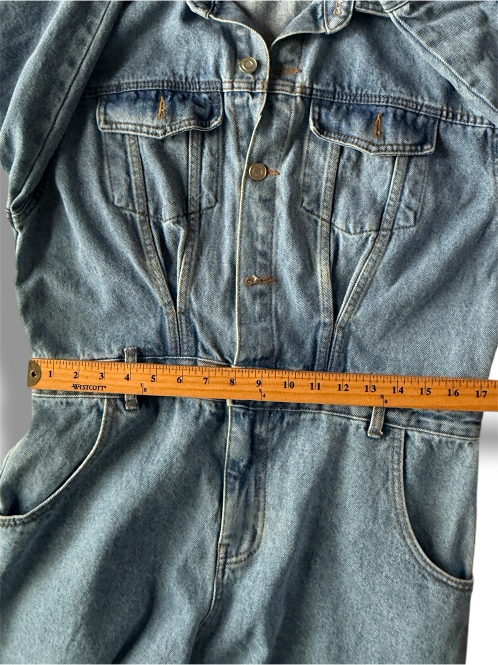 The Frankie Shop Jas Denim Jumpsuit Coverall Size Small Sark Indigo - Picture 8 of 9